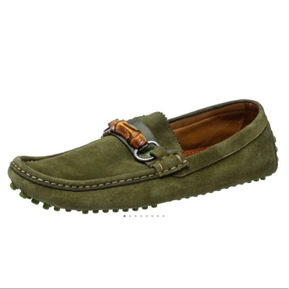 NWOT | Gucci Green Suede Bamboo Horse-bit Loafer